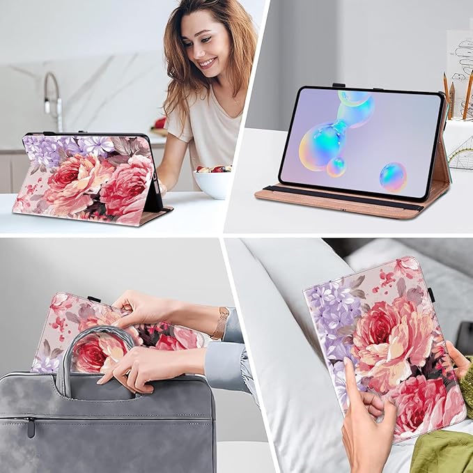 ALILANG Case for Samsung Galaxy Tab A9 Plus 11 Inch 2023, PU Leather Folio Cover with Multi-Angle Stand and Pen Holder for Samsung Tab A9+ (SM-X210/X216/X218) Tablet Case -Oil Painted Roses