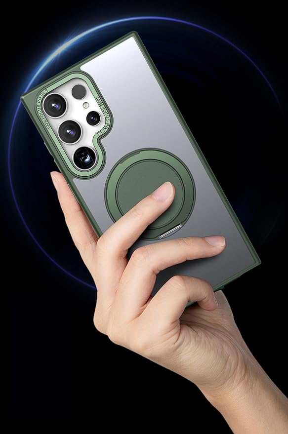 Magnetic Stand Case for Samsung Galaxy S22 Ultra/S23 Ultra [with 2 Screen Protectors] [360° Rotation Magnetic Stand] [Compatible with Magsafe] Military-Grade Drop Protection Case, Black