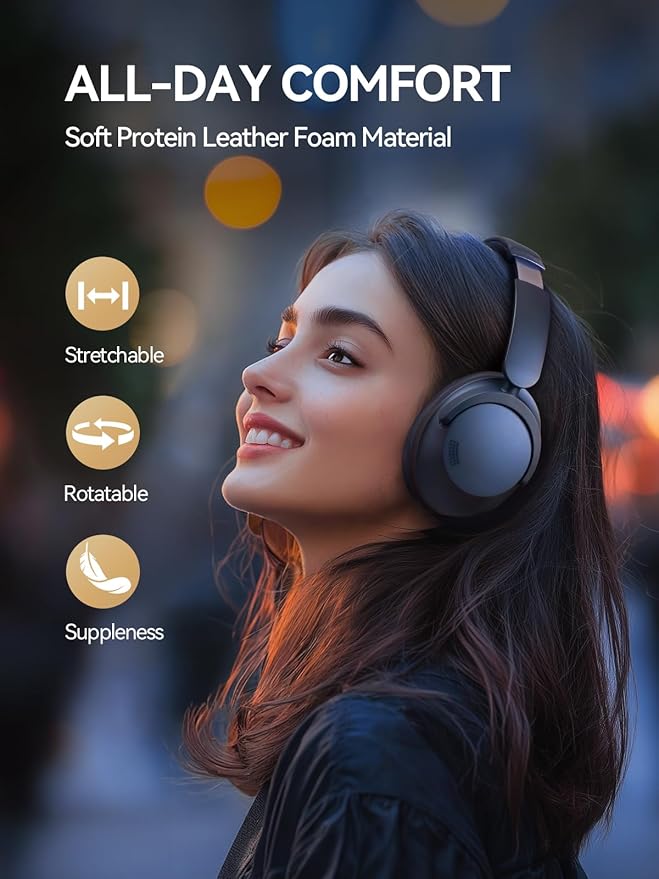 1MORE SonoFlow Pro HQ51 Wireless Over-Ear Headphones, Reduce Noise by Up to 45dB, Hi-Res Audio, 100H Playtime, App Control, Bluetooth 5.4, AI Clear Calls, Ultra-Light Comfort for Travel Office, Blue