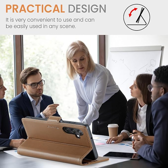 for Samsung Galaxy A25 5G Case, Premium PU Leather Wallet Case Flip Cover with [RFID Blocking][Card Holder][Stand Function] Shockproof Protective for Samsung Galaxy A25, Brown