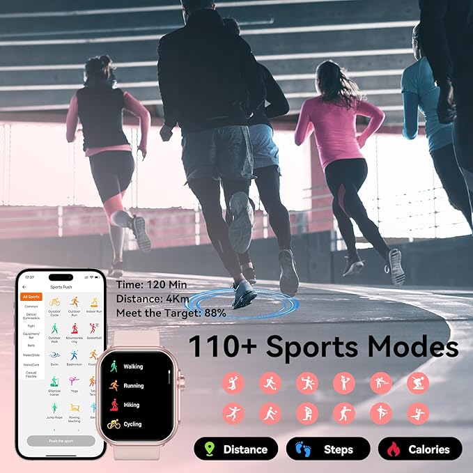 Smart Watch for Men Women, 1000 mAh 100 Day Battery Life, 1.85" Fitness Tracker Bluetooth Call/Make Calls, IP68 Waterproof, 120+ Sport Modes, 24/7 Heart Rate/Sleep Monitor Fitness Watch, iOS/Android