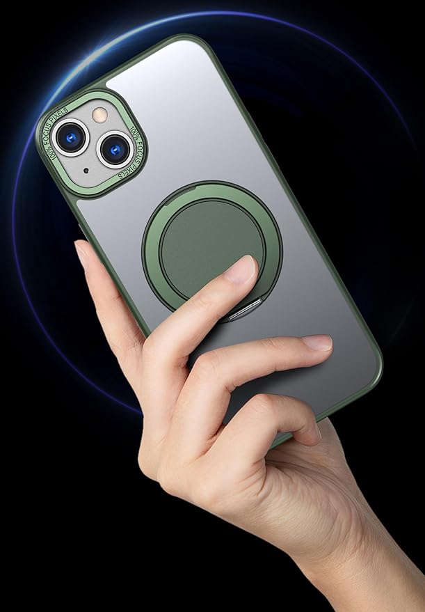 Magnetic Stand Case for iPhone 13/14 [with 2 Tempered Glass Film] [360° Rotation Magnetic Stand] [Compatible with Magsafe] Military-Grade Drop Protection Case, Green