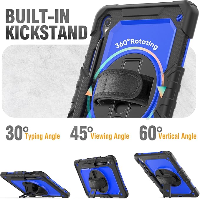 HXCASEAC Case for Samsung Galaxy Tab S10 Lite / S10 FE / S9 FE 5G 10.9 inch, Shockproof Design with Screen Protector/Hand Strap/S Pen Holder, Protective Samsung Galaxy S10 Lite Tablet Case, Blue