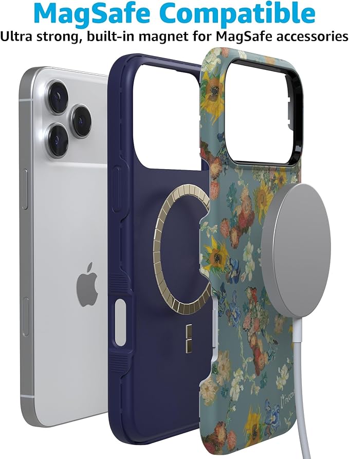 Casely iPhone 17 Pro Case | Vincent's Flowers | Van Gogh Museum | Compatible with MagSafe | Bold Protective Design