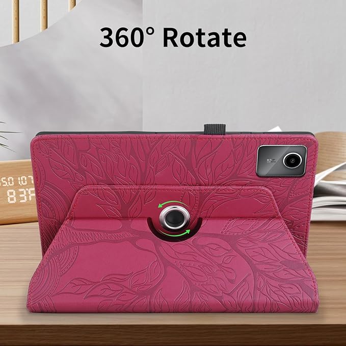 Rotating Case for Lenovo Tab M11 / Tab K11 LTE 11 Inch 2024 (TB330FU) PU Leather 360° Degree Rotation Multi-Angle Cover Lightweight swiveling Flip Stand with Pen Holder-Red