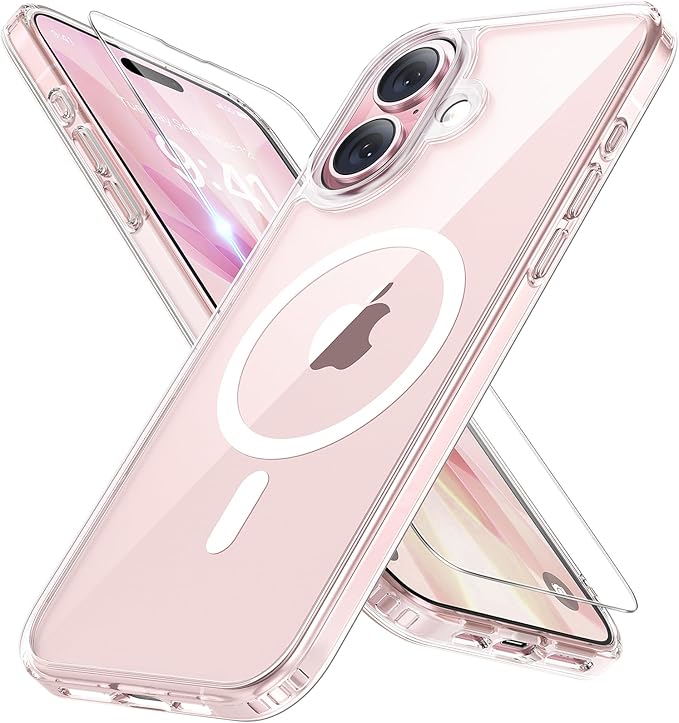 Miracase Magnetic for iPhone 17 Case (Compatible with MagSafe) with Screen Protector Military-Grade Protection, Anti-Fingerprint Translucent Matte Phone Cover for iPhone 17 6.3 inch, Crystal Clear