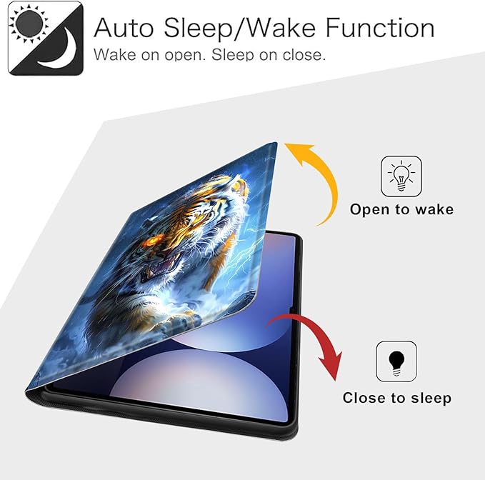 Case for Samsung Galaxy Tab S10 Ultra/Galaxy Tab S9/S8 Ultra 14.6-Inch, Slim PU Leather Stand Cover with Auto Wake/Sleep, Multi-Angle Viewing & Shockproof, Fierce Tiger