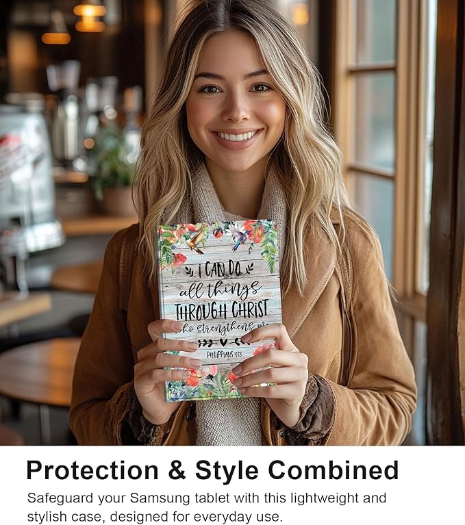 Case for Samsung Galaxy Tab S10 Plus/ S9 FE Plus/ S9 Plus 5G Tablet 12.4'', Slim PU Leather Stand Cover with Auto Wake/Sleep, Multi-Angle Viewing & Shockproof, Philippians 4:13