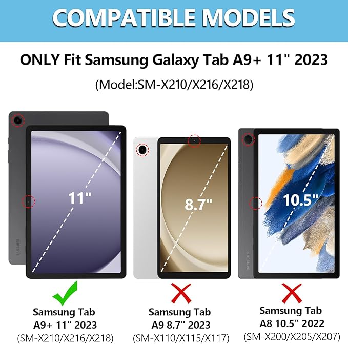 MMK Galaxy Tab A9 Plus Case with Keyboard, Samsung A9 Plus Tablet Case Keyboard (11" 2023, SM-X210/X216/X218), Wireless Detachable-Smoke Gray