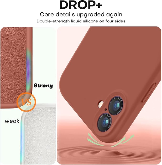 Vooii Compatible with iPhone 16 Case, Liquid Silicone Upgrade [Camera Protection] [Soft Anti-Scratch Microfiber Lining] Shockproof Phone Case for iPhone 16 6.1 inch - Caramel