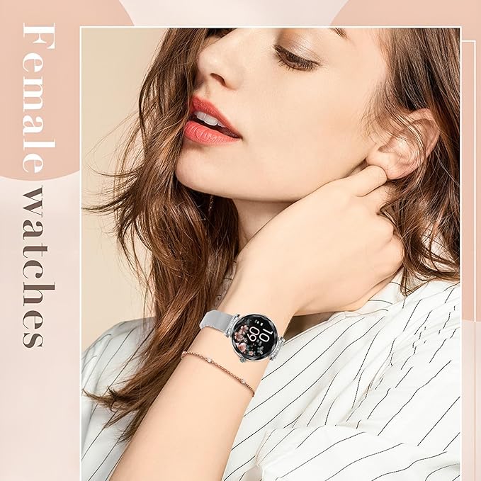 Smart Watches for Women Android/iOS, IP68 Waterproof Fitness Tracker with Bluetooth Calls, Activity Pedometer/Heart Rate/SpO2 Monitor/100+ Sports Model(Silver 2 Straps)