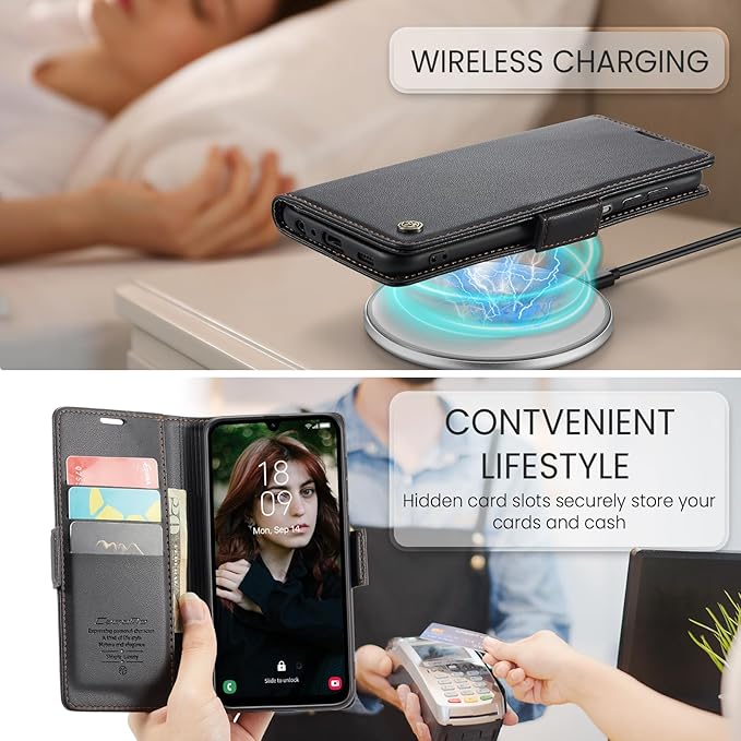 for Samsung Galaxy A15 4G/5G Case, Premium PU Leather Wallet Case Flip Cover with [RFID Blocking][Card Holder][Stand Function] Shockproof Protective for Samsung Galaxy A15, Black