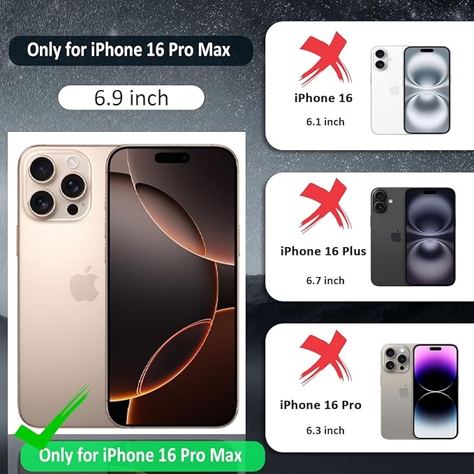 16 Pro Max Case Magnetic for iPhone 16 ProMax, Supports Wireless Charging [Compatible with MagSafe Accessories] Magnetic Case for iPhone 16 Pro Max, Black