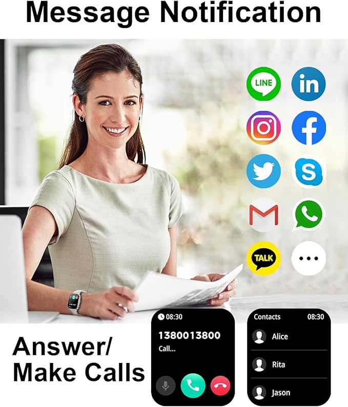 Smart Watches for Men Women(Call Receive/Dial),2.01” Touch Screen Fitness Tracker with Blood Pressure/Heart Rate/Sleep Monitor, 120+Sports Modes, IP68 Waterproof Smartwatch for Android iPhone, Sliver