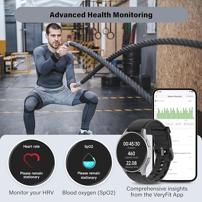 Smart Watch for Women Men, Built-in Alexa, GPS, HRV, VO2 Max, Blood Oxygen, Sleep & Stress Monitor, Compass, Altimeter, 1.32" AMOLED, Fitness & Women’s Health, iPhone Compatible
