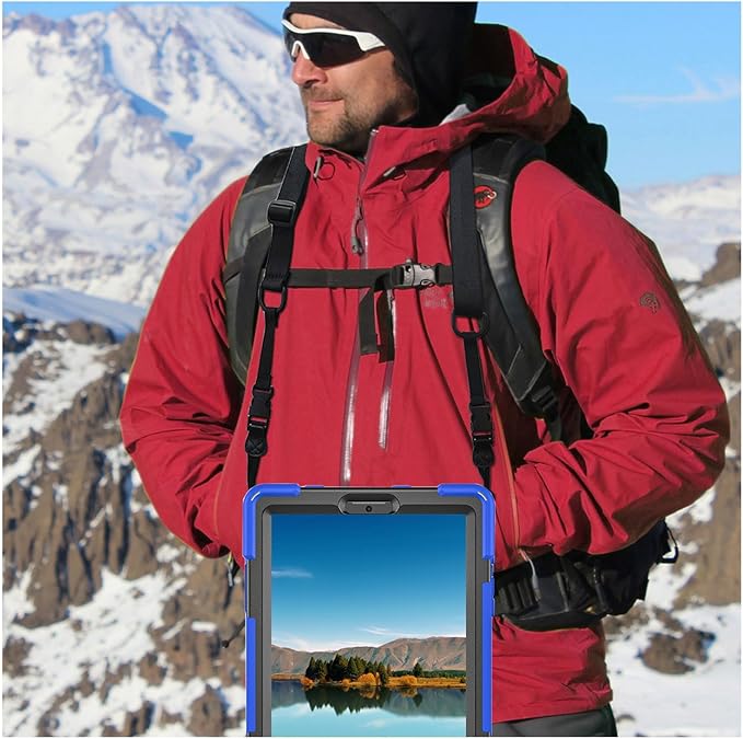 Case for Samsung Galaxy Tab A7 Lite 8.7 2021 (SM-T220/T225/T227),Portable Heavy Duty Dropproof Protective Cover Case with 360 Rotating Stand,Handle & Shoulder Strap,Stylus Pen (New Blue)