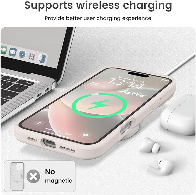 Vooii Compatible with iPhone 16 Plus Case, Liquid Silicone Upgrade [Camera Protection] [Soft Anti-Scratch Microfiber Lining] Shockproof Phone Case for iPhone 16 Plus 6.7 inch - Stone