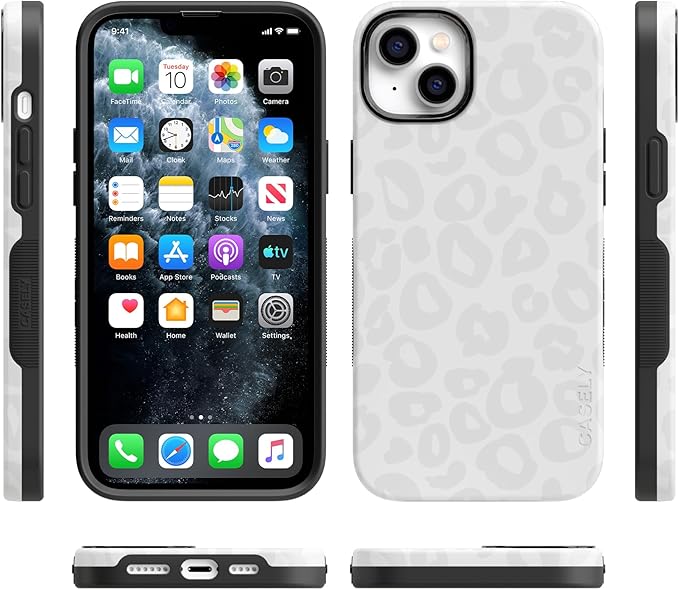 Casely iPhone 14 Case | White Snow Leopard | Into The Wild | Compatible with MagSafe | Bold Protective Design