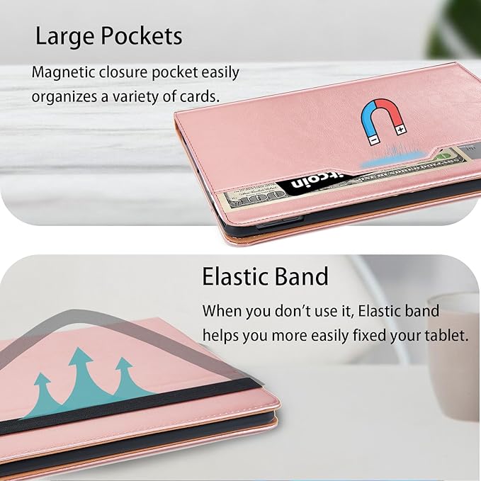 Case for Samsung Galaxy Tab A7 Lite 8.7 Inch 2021 Cover (Model SM-T227/T225/T220) Case Multi-Angle Viewing Stand with Hand Strap Galaxy Tab A7 Lite Case,Rose Gold