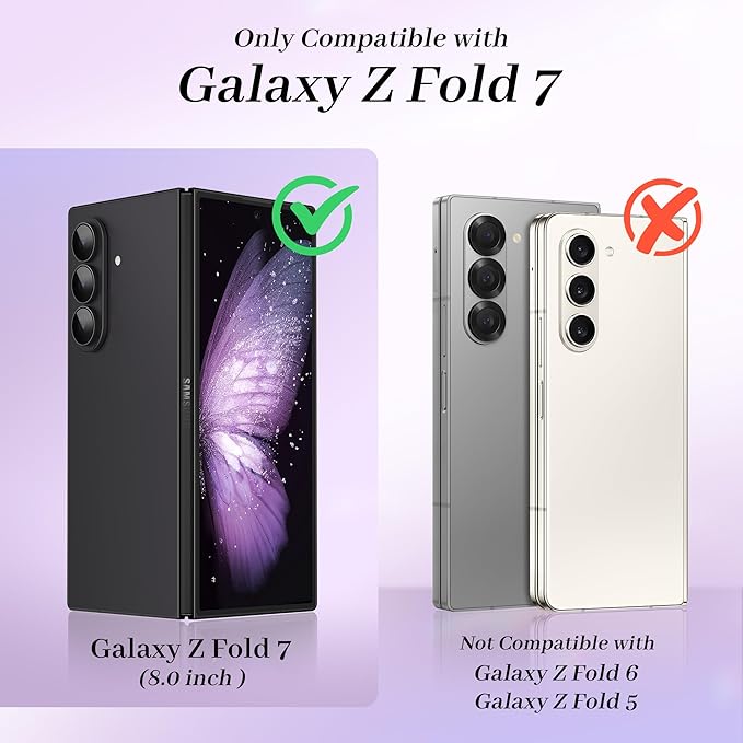 GVIEWIN for Samsung Galaxy Z Fold 7 Case Built-in HD Screen Protector [Compatible with Magsafe][Hidden Kickstand] Magnetic Full-Body Hinge Protection Slim Phone Case for Z Fold 7, Quicksand/Purple