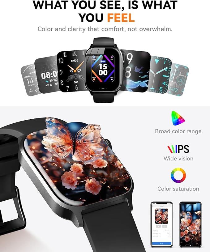Smart Watches for Women Men, 1.85" HD Touchscreen, Fitness Tracker with 110 Sports Modes, Step Counter/Sleep Monitor, IP68 Waterproof, Bluetooth Call & Music Control for iPhone/Android