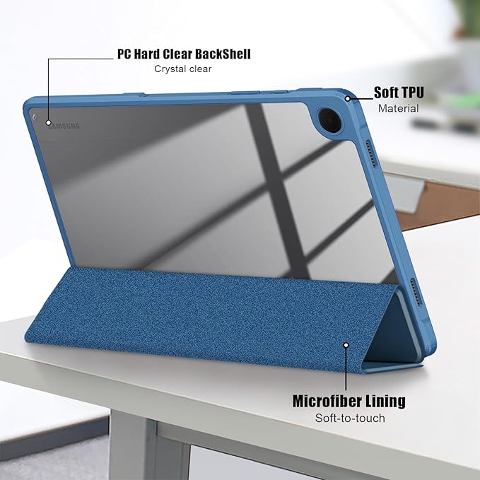 Case for Galaxy Tab A9+/A9 Plus 11 inch 2024,Shockproof Cover with Clear Transparent Back Shell Case for (SM-X210/X215/X216) Auto Wake/Sleep Function,Dark Blue