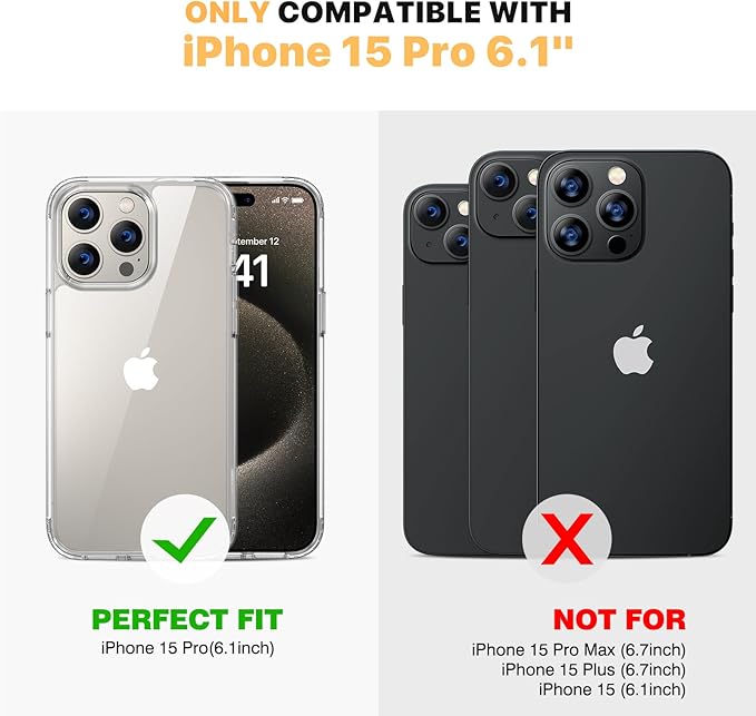 Diaclara Designed for iPhone 15 Pro Case, [with Privacy Screen Protector] [Anti Spy] [Military Grade Drop Protection] Heavy Duty Full-Body Shockproof Phone Case, Clear