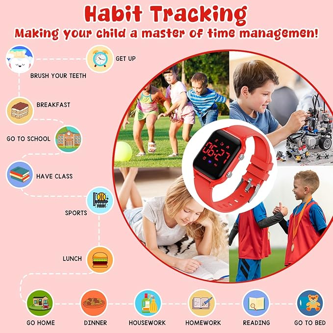 Kids Digital Watches for Boys Girls, Sports Watch with Fitness Tracker, Pedometer, Alarm Clocks, Stopwatch, No App Needed Waterproof Kids Watch, Gift for Teens Student Girls Boys Ages 5-14