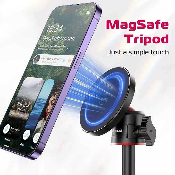 ULANZI Magnetic Cell Phone Tripod Compatible with MagSafe, Mini Extendable Selfie Stick 360° Ball Head Tripod Stand Handle Grip for iPhone 17 16 15 14 13 12