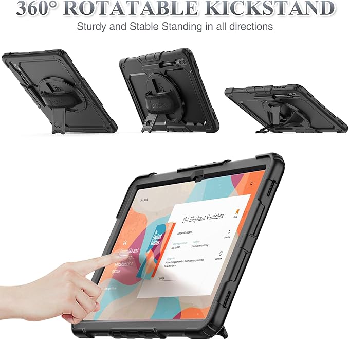 SEYMAC stock Case for Samsung Galaxy Tab S10 Ultra / S9 Ultra Tablet Case 14.6'' Protective with Screen Protector, Pen Holder, 360 Rotate Stand, Hand Strap, Shoulderr Strap, Black1