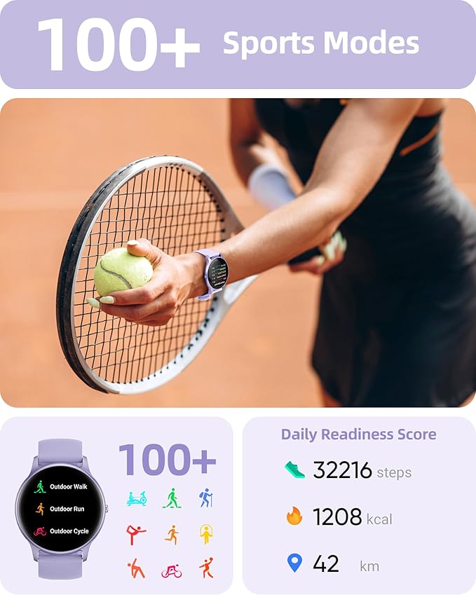 Parsonver Smart Watch(Answer/Make Calls), Smartwatch for Women Men IP68 Waterproof, 100+ Sport Modes Fitness Activity Tracker, Heart Rate/Sleep/Steps Monitor, Fitness Watch for Android iPhone, Purple