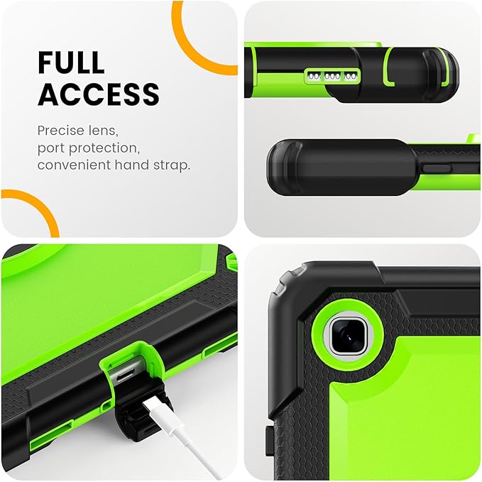 Timecity for Samsung Galaxy Tab A7 10.4 Inch Case 2020/2022, SM-T500/T503/T505/T507/T509 Tablet Case, Durable Sturdy Case with Screen Protector Swivel Stand Hand Shoulder Strap Drop-Proof - Green