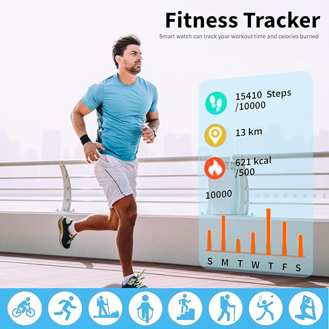 Smart Watch for Men Women, 2025 1.83" HD Smartwatches (Answer/Make Call), IP68 Waterproof Activity Fitness Tracker, Sleep Monitoring, Pedometer, Fitness Watch for Android iOS (Black)