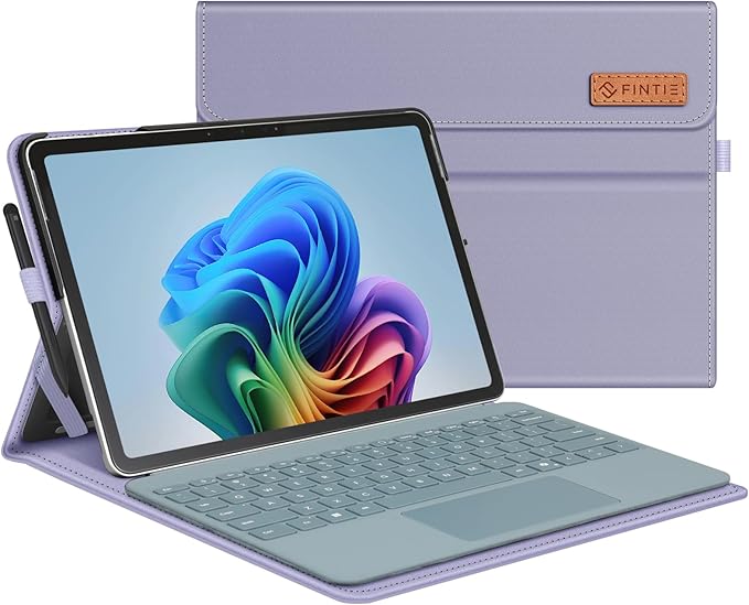Fintie Case for Microsoft Surface Pro 12 Inch 1st Edition (2025), Multiple Angle Viewing Portfolio Business Cover with Pocket & Stylus Holder, Compatible with Type Cover Keyboard (Lilac Purple)