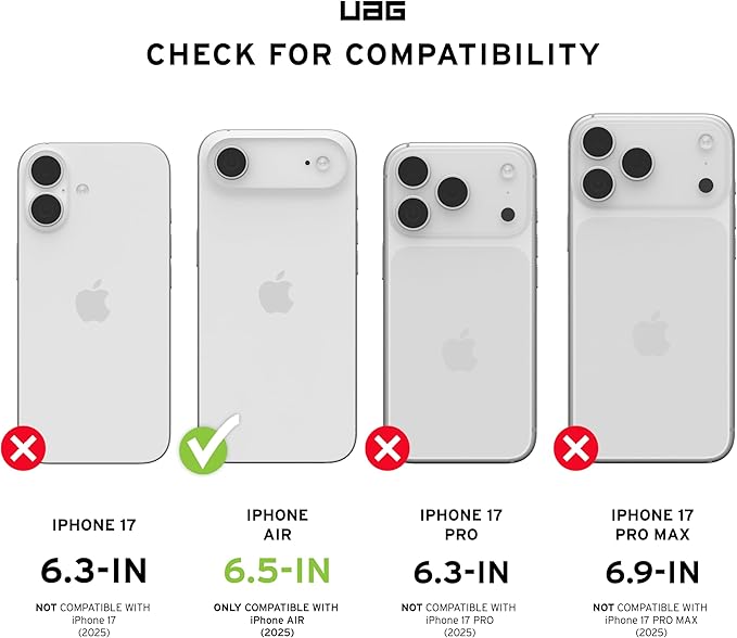 URBAN ARMOR GEAR UAG Designed for iPhone Air Case Pathfinder Clear + Wrist Lanyard Bundle - Compatible with MagSafe Military Grade Protective Cover, Blues