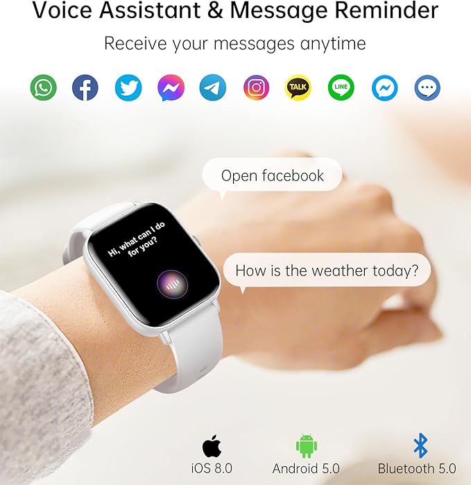 Smart Watch for Women Men (Answer/Make Call), Fitness Tracker, 1.83" HD Screen with 24-Hour Heart Rate/Sleep Monitor, IP68 Waterproof, 130+ Sports Modes, Smartwatch for Android iOS, White