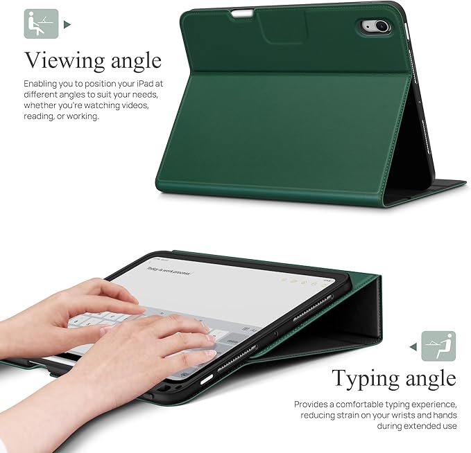 auaua Case for iPad Air 13 inch (M3/M2) 2025/2024, with Pencil Holder and Pocket, Multiple Viewing Angles, Magnetic Closure, Auto Sleep/Wake (Green)