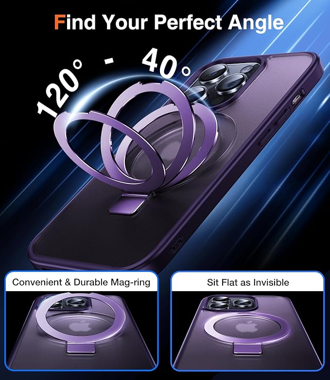 3-in-1 [Magnetic+Kickstand+Ring Holder] for iPhone 14 Pro Max Case Stand Ring Holder Compatible with MagSafe, Military Shockproof Protective iPhone 14 Pro Max Phone Case Kickstand Cover