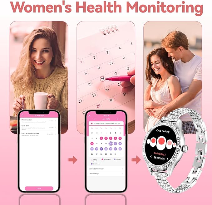 Smart Watch for Women - Make/Answer Call, 1.32" IP67 Waterproof Fitness Watch with Heart Rate Sleep Monitor, 100+ Sports Modes Activity Tracker, Step Counter Smartwatch for iOS Android