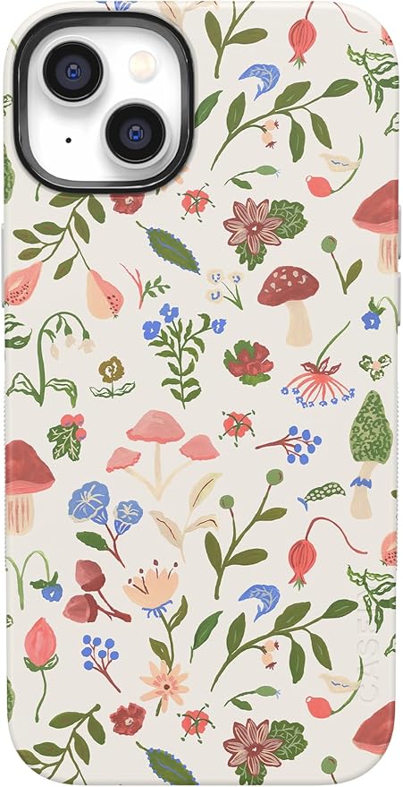 Casely iPhone 14 Case | Garden Party | Mushroom Floral | Compatible with MagSafe | Bold Protective Design
