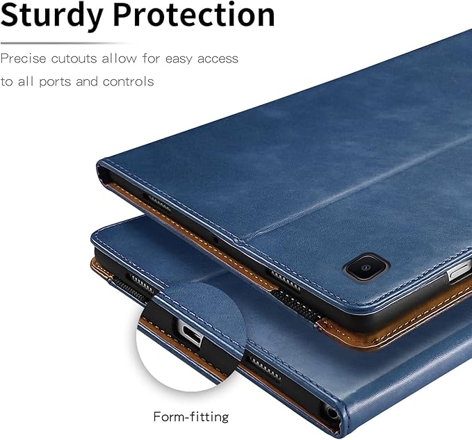 Case for Samsung Galaxy Tab A7 10.4'' 2022/2020 (Model SM-T500/503/505/507 Bussiness Premium Slim PU Leather Stand Folding Folio Cover with Card Slot Pen Holder-Navy Blue
