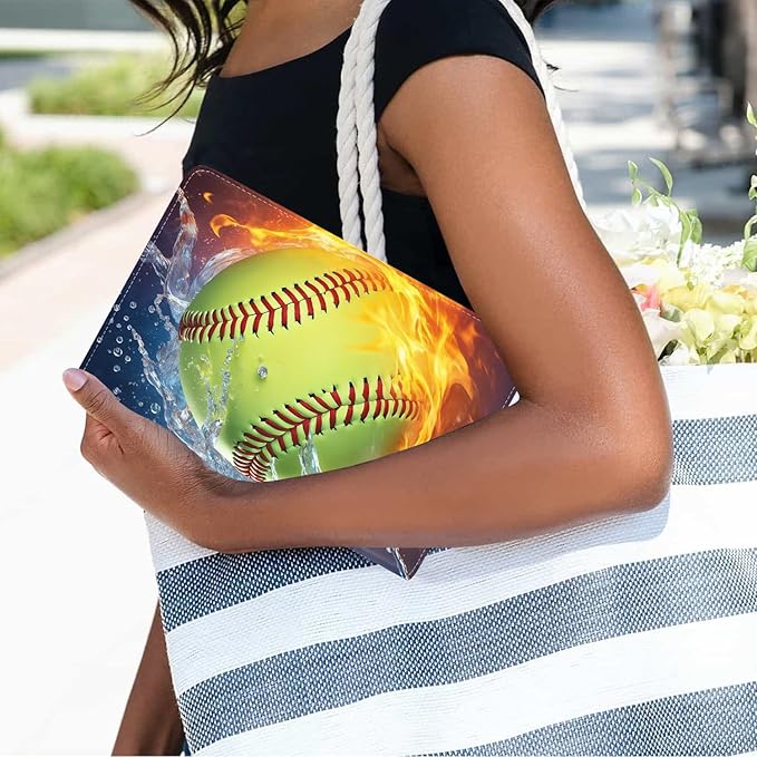 Case for Samsung Galaxy Tab A7 10.4 inch 2022/2020 (SM-T500/T503/T505/T507/T509), Premium PU Leather Stand Folio Cover with Auto Sleep/Wake, Burning Softball Fire and Water