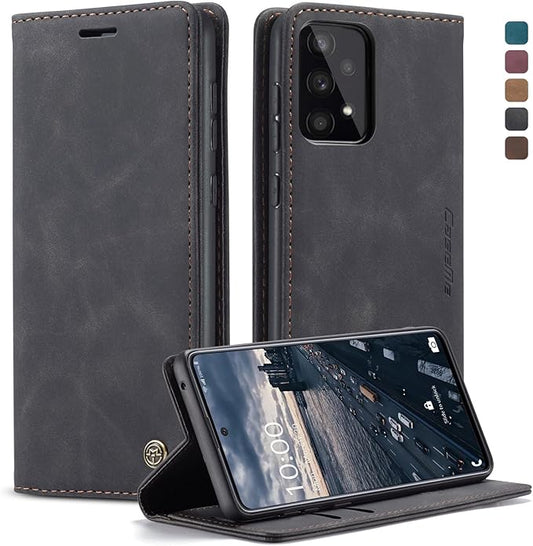 for Samsung Galaxy A33 5G Case, Flip Wallet Leather Case with Card Holder Magnetic Closure Shockproof Kickstand Protective Phone Cases Cover for Samsung A33 5G,Black