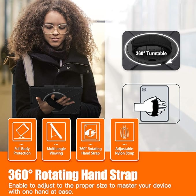 DreamerX for Microsoft Surface Pro X 13 inch Case 2019/2020/2021, Heavy Duty Military-Grade Shockproof Rugged Drop Protective Silicone Cover with Rotating Stand Hand Strap Shoulder Strap Pencil Holder