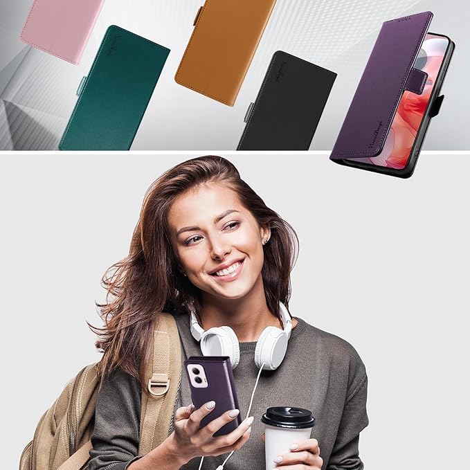 Wallet Flip Case for Moto G Power (2024) - [RFID Blocking] Luxury PU Leather Card Holder Magnetic Phone Cover with Kickstand,Shockproof Protective Case,Purple