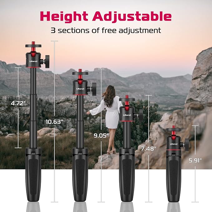 ULANZI Magnetic Cell Phone Tripod Compatible with MagSafe, Mini Extendable Selfie Stick 360° Ball Head Tripod Stand Handle Grip for iPhone 17 16 15 14 13 12