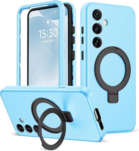 Designed for Samsung Galaxy S24 Plus Case with Magnetic Ring Stand [Compatible with Mag-Safe][Military Grade Drop Protection][Build in Kickstand] S24+ Phone Case 6.7",Blue
