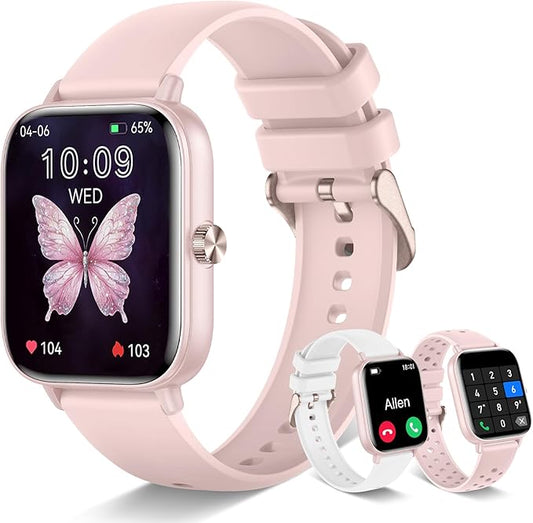 Smart Watch for Women Answer/Make Calls, 1.83'' Touchscreen Smartwatch with 100+ Sport/Heart Rate Sleep Monitor/Pedometer/AI Voice, Waterproof Fitness Activity Tracker, Compatible Android/iOS, Pink