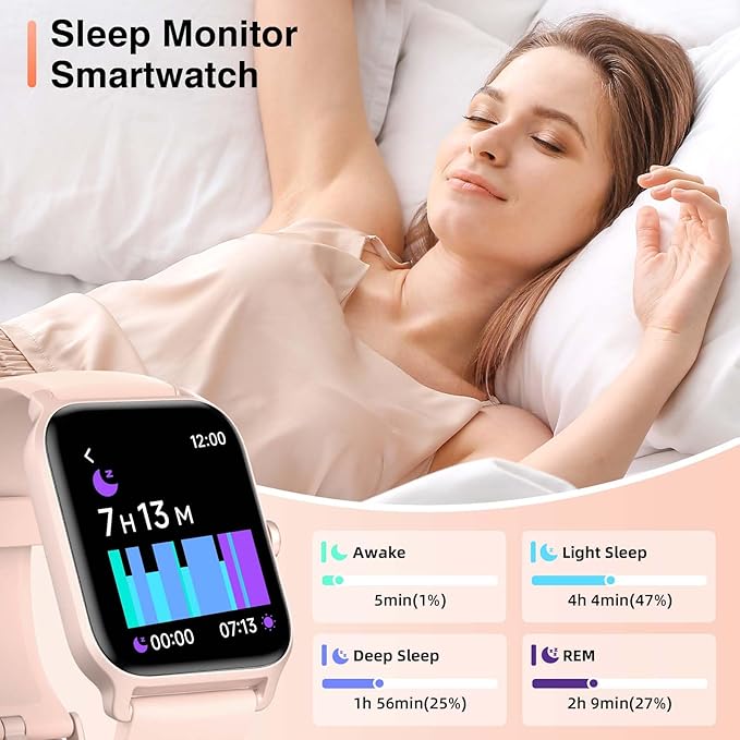 Smart Watch for Women Men, Smartwatch 1.8'' Alexa Fitness Tracker IP68 Waterproof Smart Watches for Women Compatible for Android & iOS with Bluetooth Calls, IP68 Heart Rate/Sleep/SpO2 Monitor, 110+