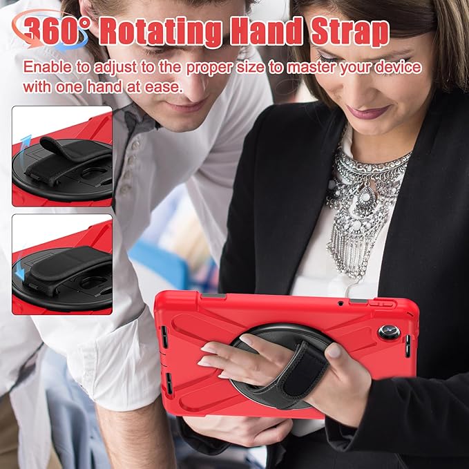 TSQQST Case for Lenovo M11 Tablet/Tab K11 LTE 2024 for Kids | Shockproof Protective Case Cover with Kickstand & Hand Strap Carrying Strap for Lenovo Tab M11 11 Inch | Red